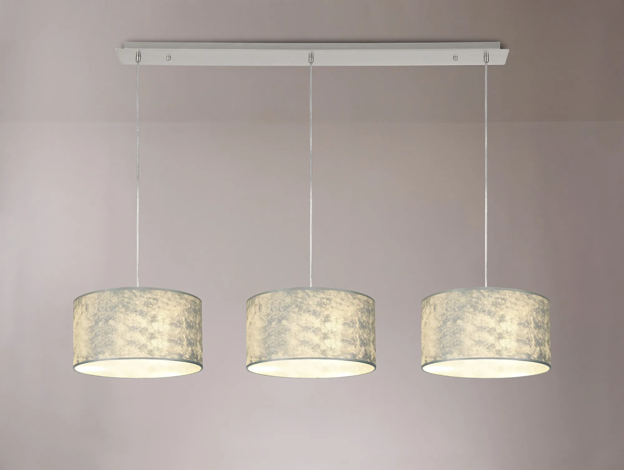 Baymont 30cm Shade 3 Light Pendant Polished Chrome, Silver Leaf DK0803  Deco Baymont CH SL